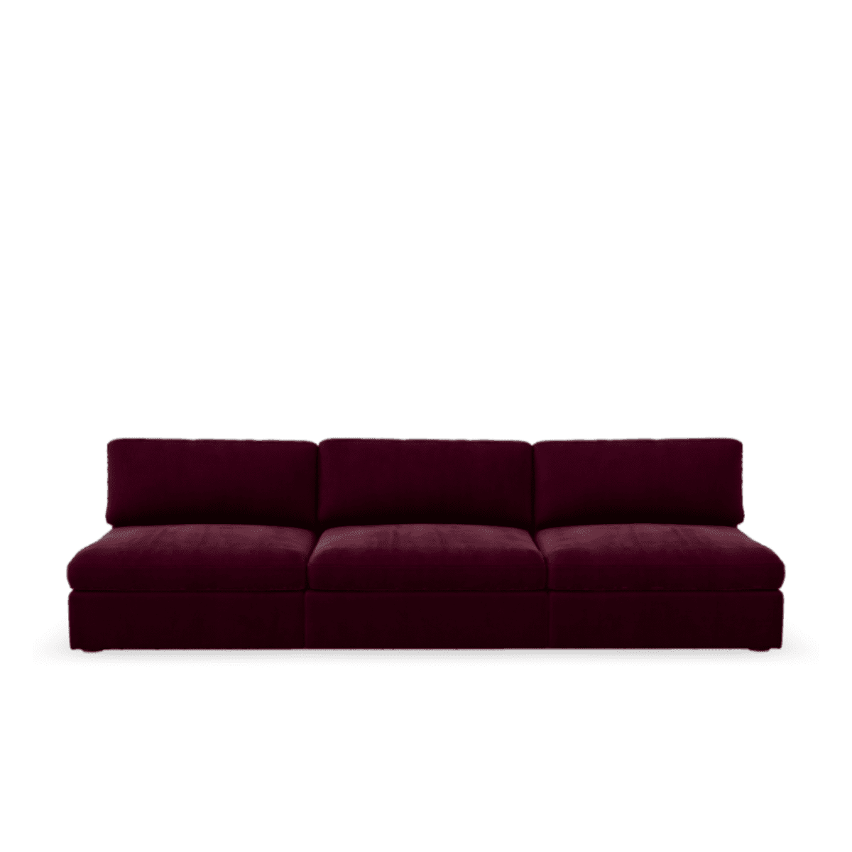 Lucie Grande 3-Sitssoffa (utan armstöd) Ruby Red. Lucie är en djup och rymlig modulsoffa i röd sammet.