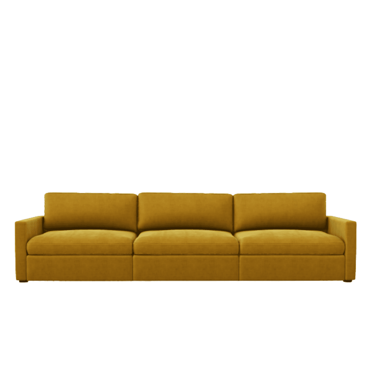 Lucie Grande 3-Sitssoffa Amber. Lucie är en djup och rymlig modulsoffa i mörkgul sammet.