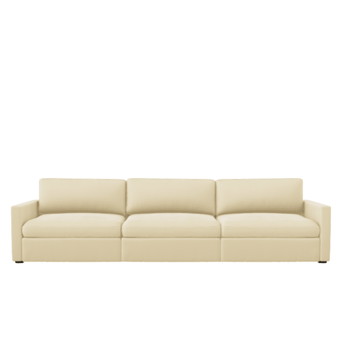 Lucie Grande 3-Sitssoffa Creme. Lucie är en djup och rymlig modulsoffa i ljusgul sammet.