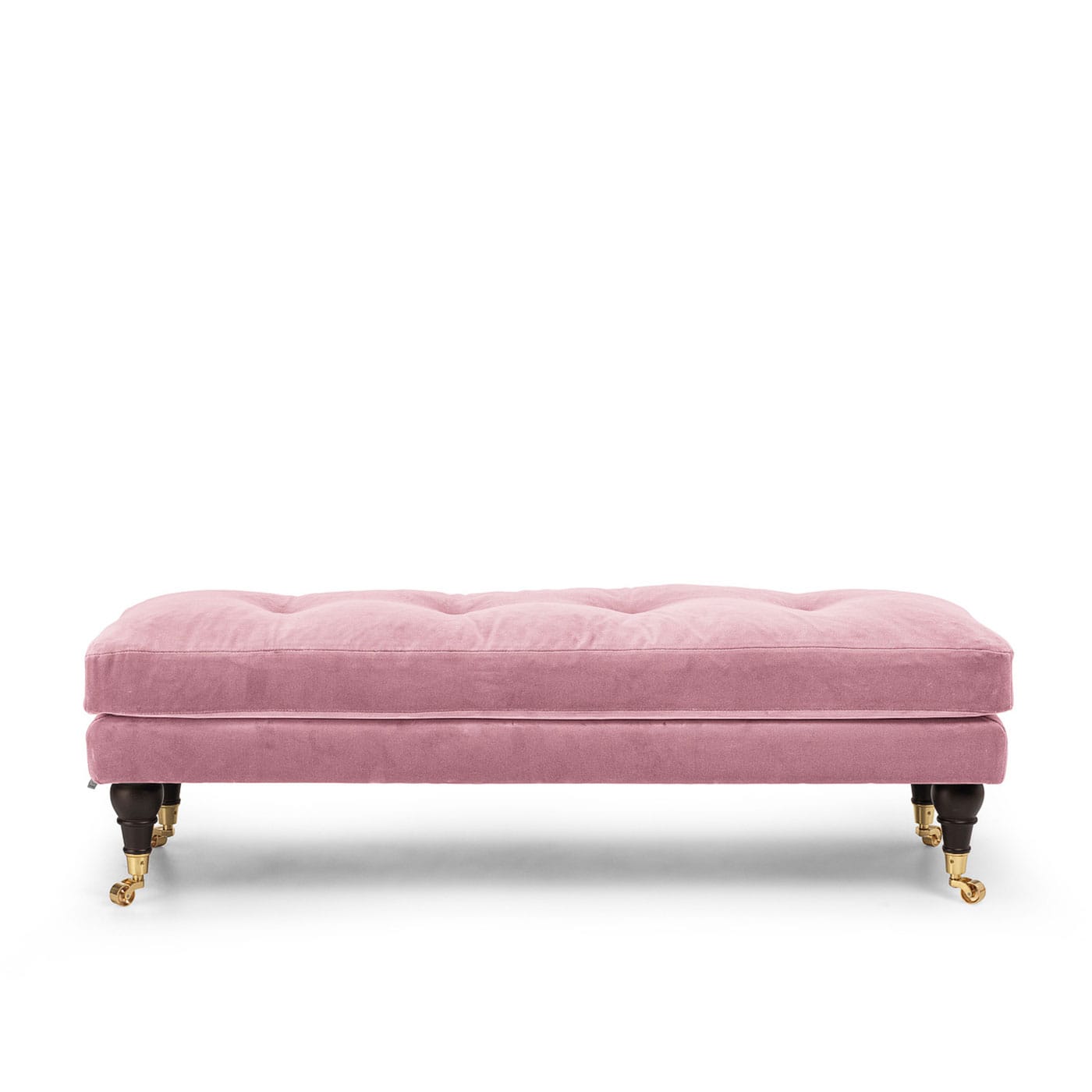 Ester Bench bänk dagbädd sängbänk rosa sammet mässing hjul Melimeli