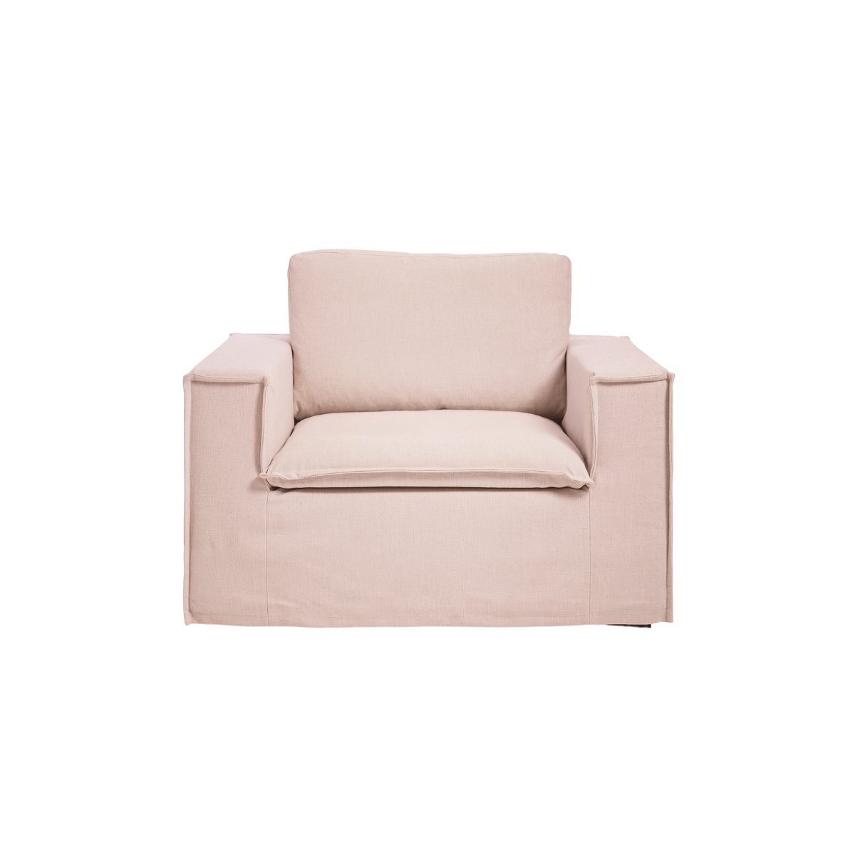 Luca Fåtölj Blush. Fåtölj i rosa linne med stilren design och avtagbar klädsel.