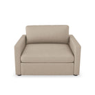 Lucie Fåtölj Khaki. Lucie är en stilren lounge-fåtölj i beige linne som tillhör vårt modulära soffsystem med samma namn.