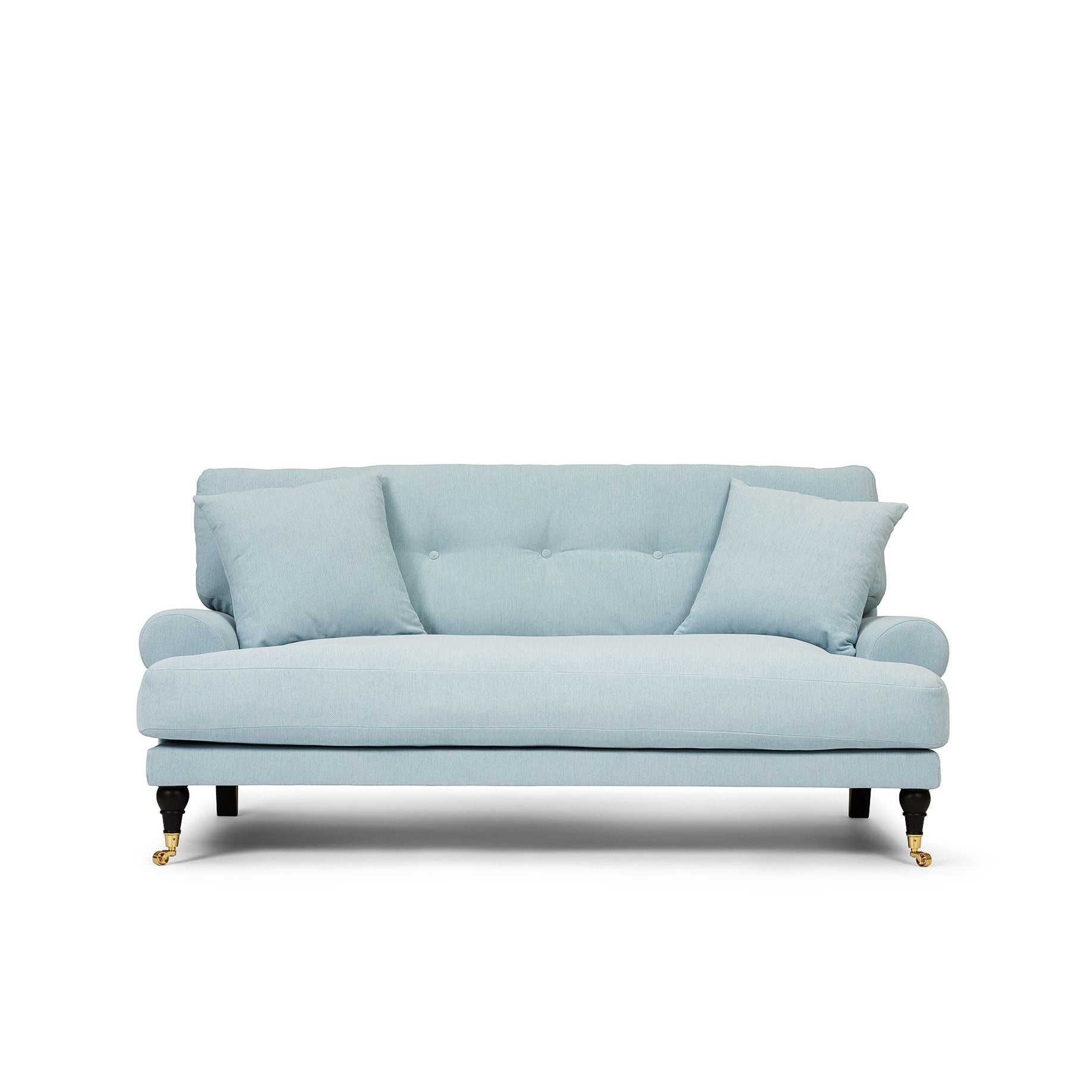 Blanca 2-Sitssoffa Baby Blue är en blå soffa i chenille från Melimeli