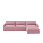 Lucie Grande 3-Sitssoffa (med fotpall) Dusty Pink. Lucie är en djup och rymlig modulsoffa i rosa sammet.