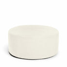Blanca rund fotpall puff sittpuff i vit linne Melimeli