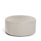 Blanca rund fotpall puff sittpuff i grå beige linne Melimeli