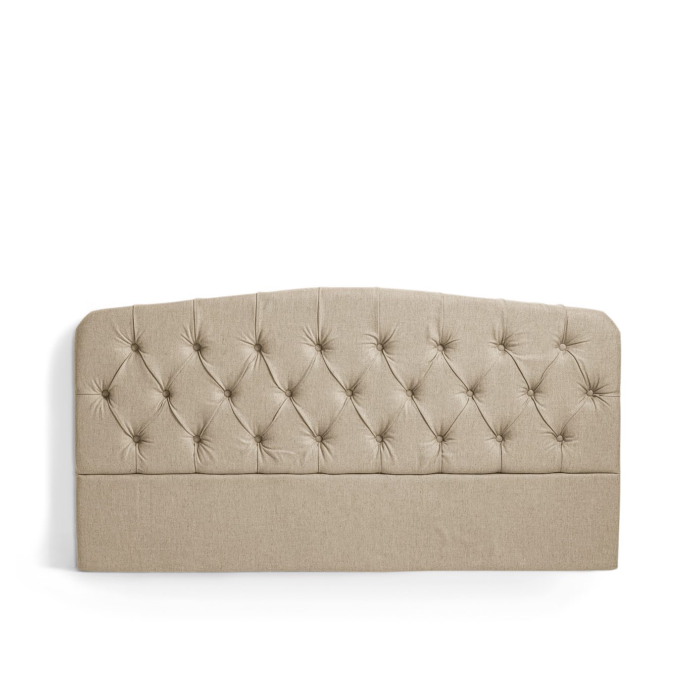 Darling Sänggavel Khaki är en stoppad sänggavel i beige linne från Melimeli