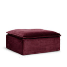 Luca Ottoman Ruby Red fotpall sittpuff röd vinröd mörkröd sammet avtagbar klädsel Melimeli