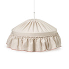 Taklampa Matilda i beige tyg med röd söm, 50 cm