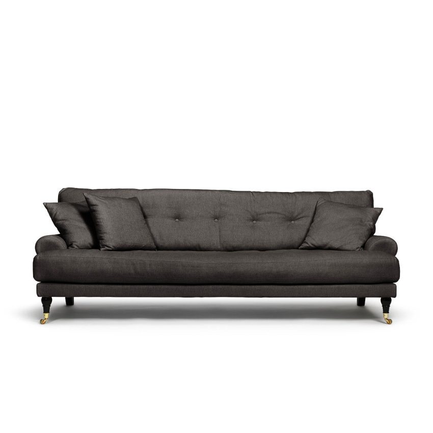 Blanca 3-Sitssoffa Dark Grey är en Howard-soffa i mörkgrå linne