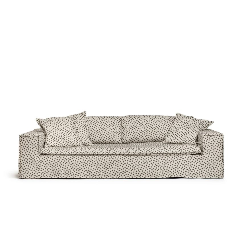 Prickig soffa i linne Luca Melimeli 3-sitssoffa avtagbar klädsel