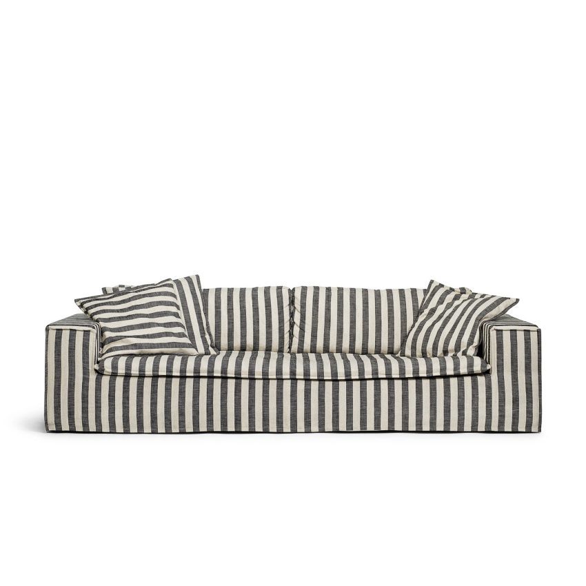Randig soffa i linne Luca Melimeli avtagbar klädsel 3-sitssoffa