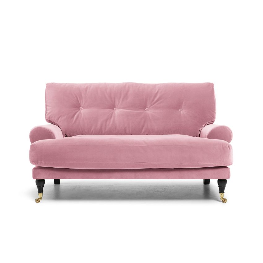 Blanca Love Seat Dusty Pink är en liten Howard-soffa i rosa sammet från Melimeli