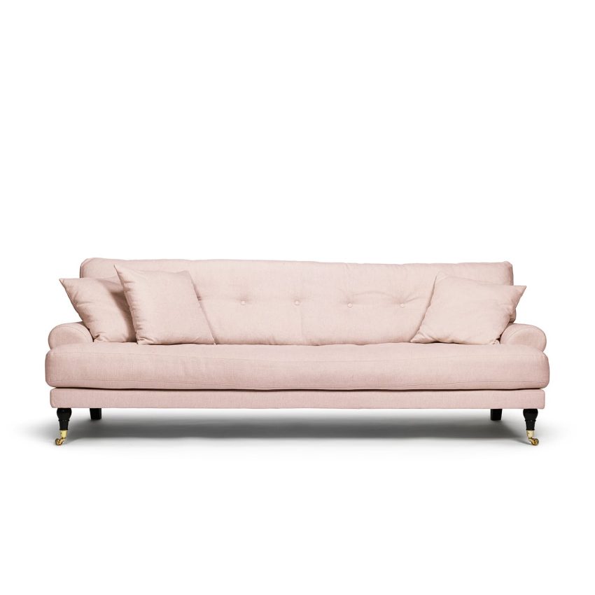 Blanca 3-Sitssoffa Blush är en Howard-soffa i rosa linne från Melimeli