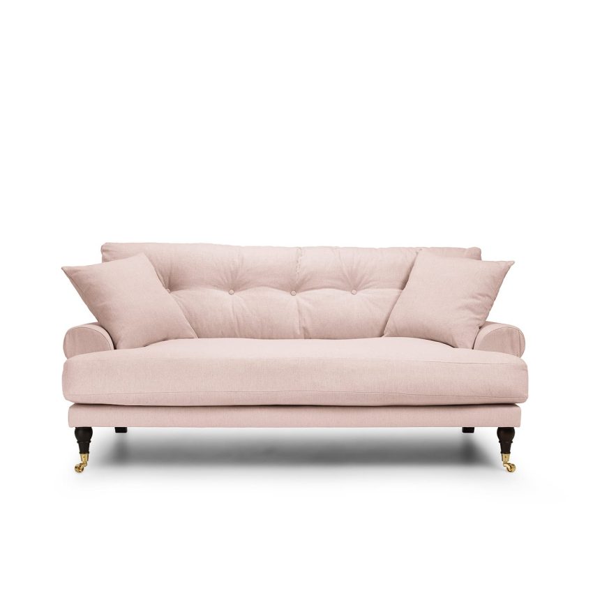 Blanca 2-Sitssoffa Blush är en Howard-soffa I rosa linne