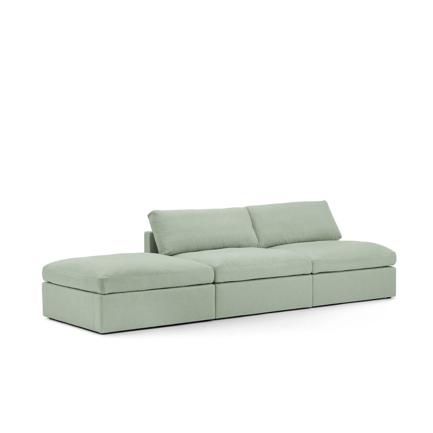 Lucie divan soffa fotpall pistage sittpuff puff linne grön MELIMELI