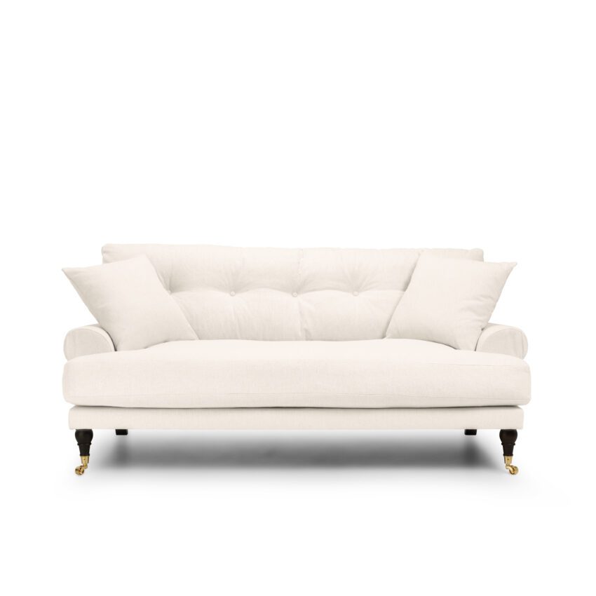 Blanca 2-Sitssoffa True White är en Howard-soffa i vit linne