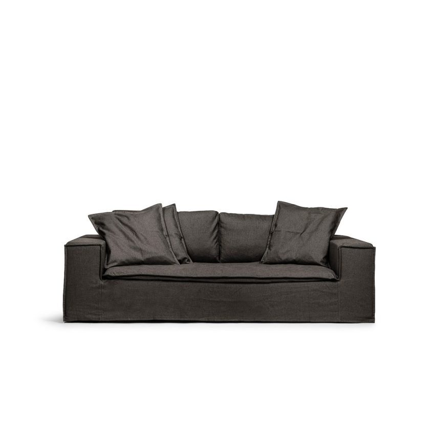 Luca 2-Sitssoffa Dark Grey är en mörkgrå soffa i linne från Melimeli