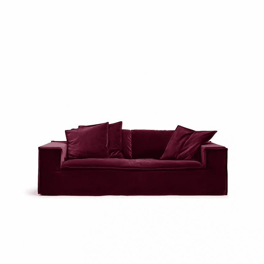 Luca 2-Sitssoffa Ruby Red är en röd soffa i sammet från Melimeli