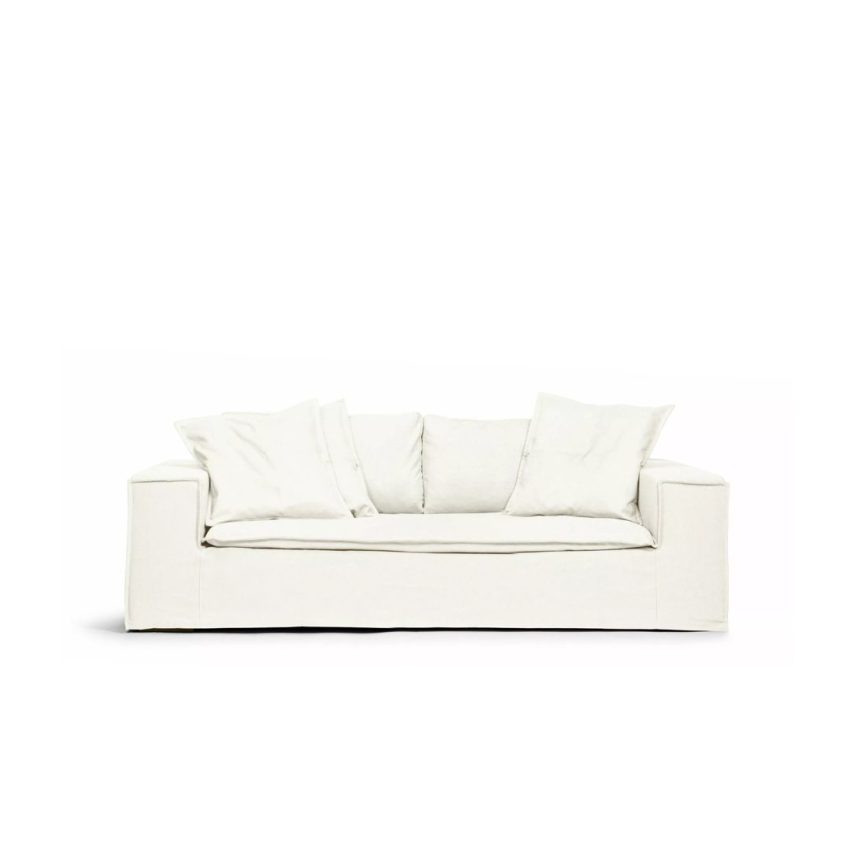 Luca 2-Sitssoffa True White är en vit soffa i linne från Melimeli