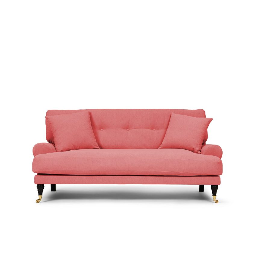 korallröd rosa 2-sits soffa i Howardmodell Blanca från Melimeli